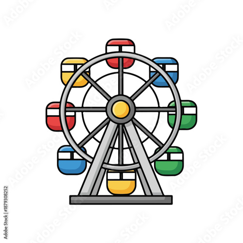 A colorful cartoon illustration of a Ferris wheel