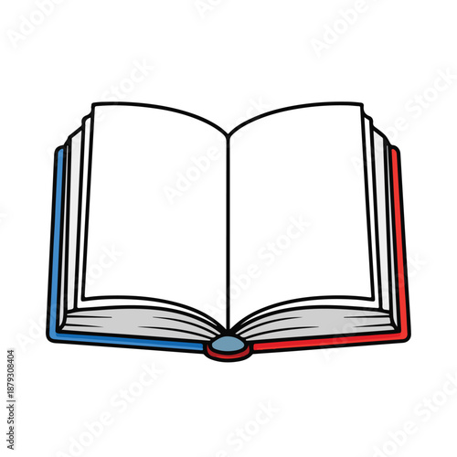 A colorful cartoon image of an open book