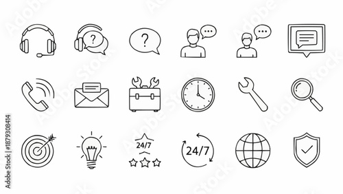 Customer Support Icons Set Vector Illustration.