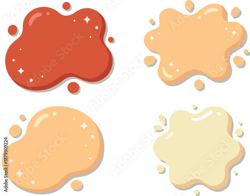 Melting Liquid Drips and Paint Splatter Blobs Vector Illustration