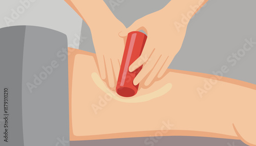 Close-up of massage roller on spine