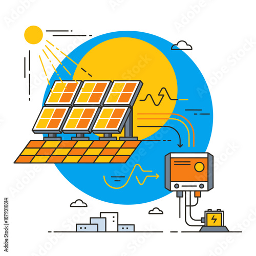 Solar Panels Generating Electricity from Sunlight.