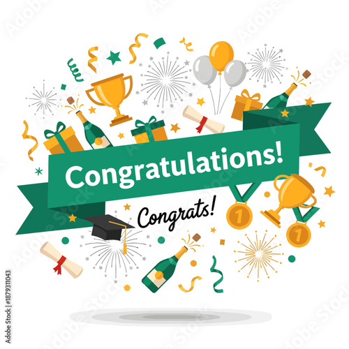 Celebration Elements with Congratulations Banner.