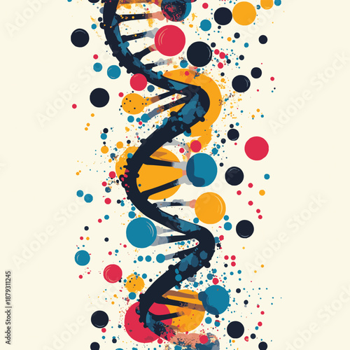 Illustration of DNA and Cells. , vector style simple color