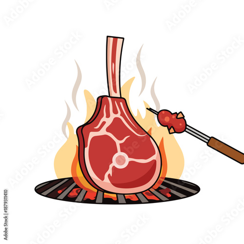 A large piece of meat on a grill