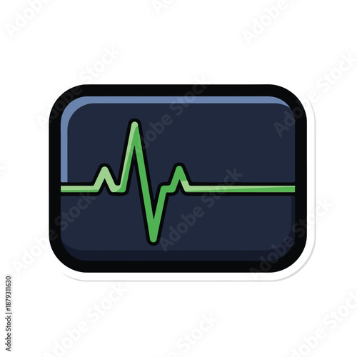 A green ECG line on a dark blue background