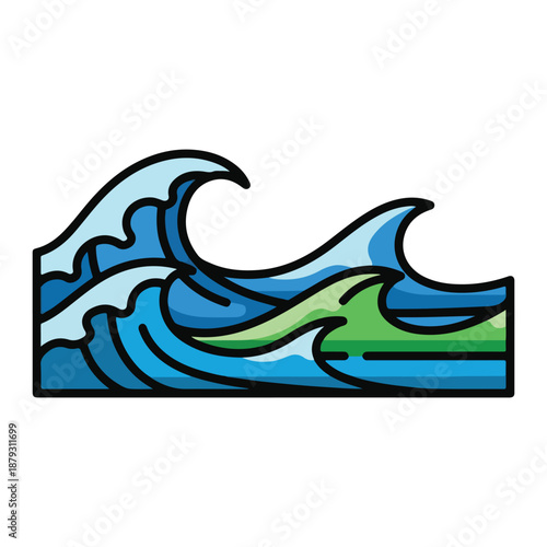 A large wave crashes over the ocean