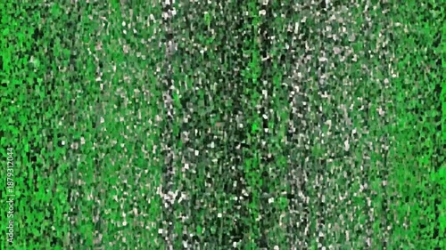 Green Background with Pixelated Patterns Evolving.