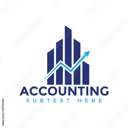 Professional accounting logo with growing graph and cityscape