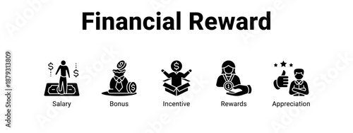 Financial Reward web banner icon vector illustration concept ,  with icon of Salary, Bonus, Incentive.