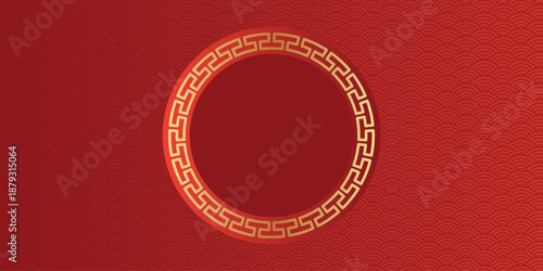 Chinese new year, year of the horse, red and gold paper cut horse character, flower and asian elements with craft style on background.