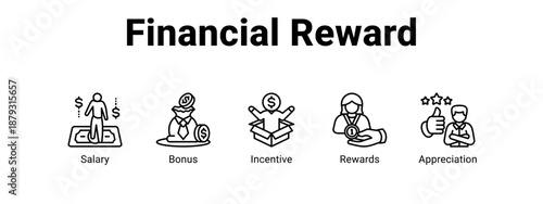 Financial Reward web banner icon vector illustration concept ,  with icon of Salary, Bonus, Incentive.