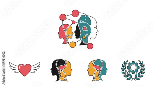 Mindfulness and mental health symbols combined.