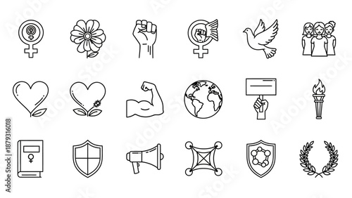 Various symbols of peace and rights.