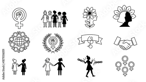 Diverse group of people icons together.