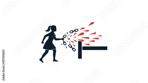 Girl breaking free from chains fast.