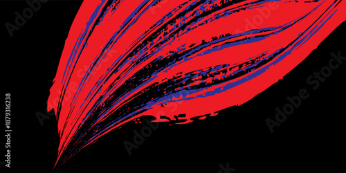 Car sticker wrap banner abstract sporty lines blue, red and black grunge color combination brush thunder storm pattern motorsport racing, vector illustration.