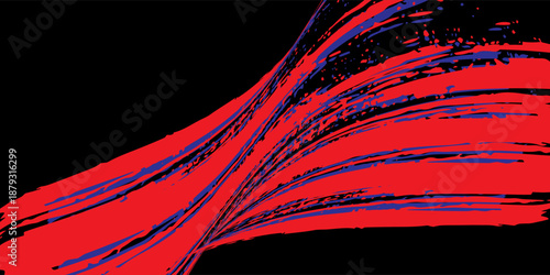Car sticker wrap banner abstract sporty lines blue, red and black grunge color combination brush thunder storm pattern motorsport racing, Eps 10.