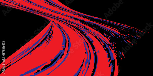 Car sticker wrap banner abstract sporty lines blue, red and black grunge color combination brush thunder storm pattern motorsport racing, Eps 10, Modern.