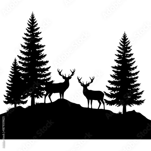 Forest Deer Silhouette Illustration