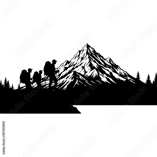 Mountain Climbers Conquering Peak