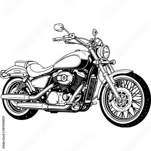 Classic Motorcycle Line Art