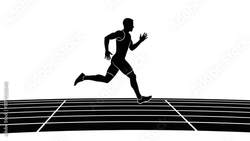 Man Running on a Track Fast.