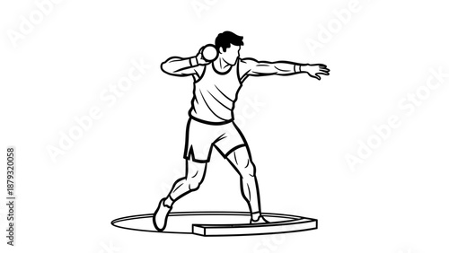 Man throwing shot put athletic event.