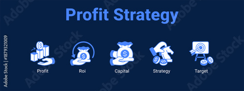 Profit Strategy web banner icon vector illustration concept ,  with icon of Profit, Roi, Capital.