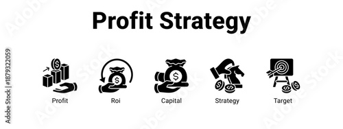 Profit Strategy web banner icon vector illustration concept ,  with icon of Profit, Roi, Capital.