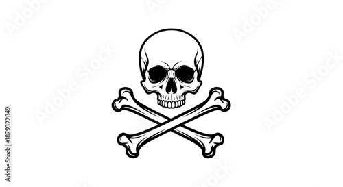 Classic skull and crossbones warning sign illustration