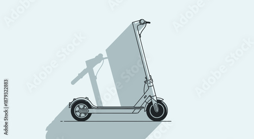 Modern electric scooter illustration with a long shadow