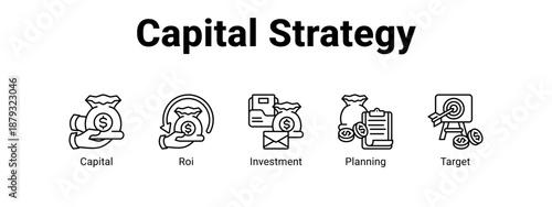 Capital Strategy web banner icon vector illustration concept ,  with icon of Capital, Roi, Investment.