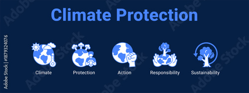 Climate Protection web banner icon vector illustration concept ,  with icon of Climate, Protection, Action.