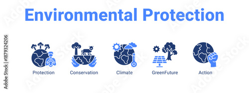 Environmental Protection web banner icon vector illustration concept ,  with icon of Protection, Conservation, Climate.