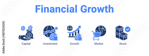 Financial Growth web banner icon vector illustration concept ,  with icon of Capital, Investment, Growth.