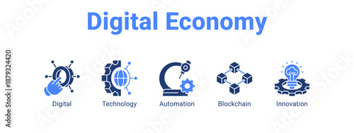 Digital Economy web banner icon vector illustration concept ,  with icon of Digital, Technology, Automation.