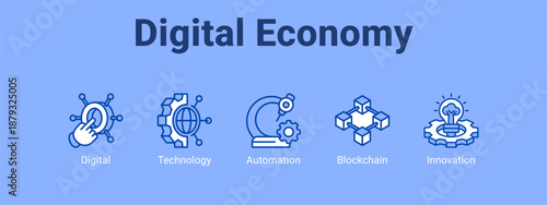 Digital Economy web banner icon vector illustration concept ,  with icon of Digital, Technology, Automation.