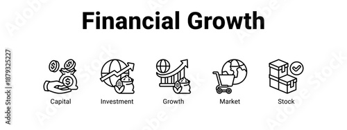 Financial Growth web banner icon vector illustration concept ,  with icon of Capital, Investment, Growth.
