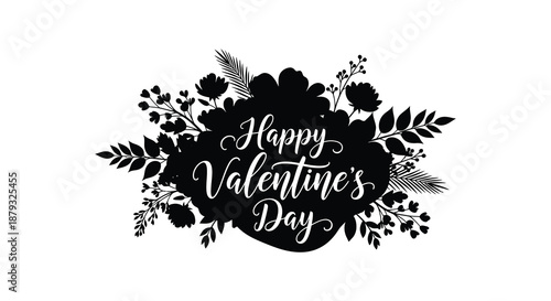 Elegant floral arrangement with handwritten calligraphy displaying a valentine s message a striking silhouette high quality