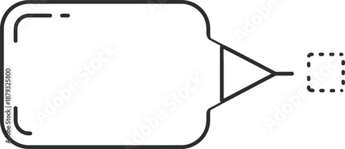 A simple diagram of a rectangle with an arrow pointing to a dotted rectangle