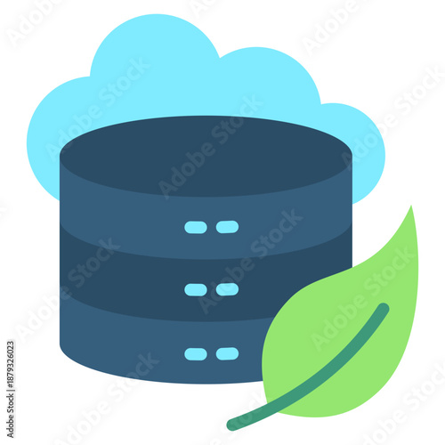 Cloud Server Flat Icon Mini Illustration, Use For Modern Concept, Print, Ui, Ux Kit, Web And App Development. Vector Related To Green Technology And More
