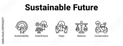 Sustainable Future web banner icon vector illustration concept ,  with icon of Sustainability, GreenFuture, Hope.