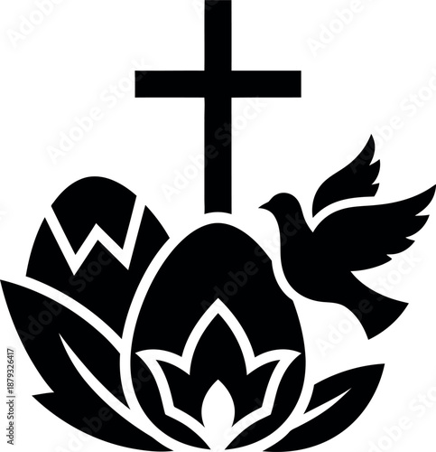 Easter sunday celebration with cross dove and easter egg symbolizing hope and renewal
