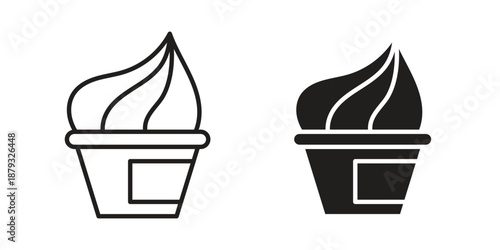 Frozen yogurt icons for design. Easily editable stroke. Modern flat design.