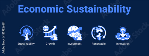 Economic Sustainability web banner icon vector illustration concept ,  with icon of Sustainability, Growth, Investment.