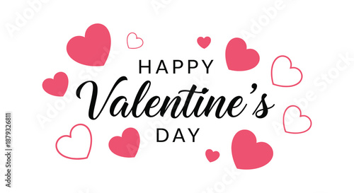 A cheerful valentine s day greeting with floating hearts and bold lettering a captivating silhouette