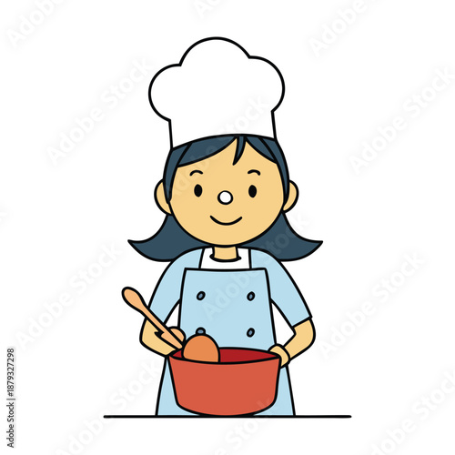 A cheerful girl stirs, chops, and tastes, delighting in creating delicious meals, her passion for cooking filling the kitchen with warmth and joy.
