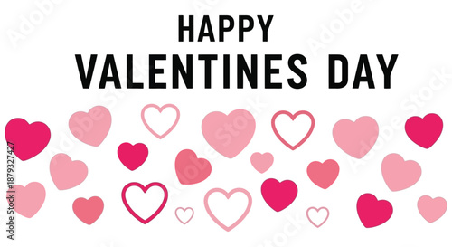 A happy valentines day message with scattered pink hearts visually appealing and festive a silhouette