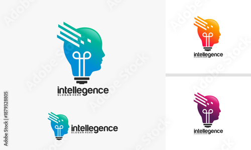 Creative light bulb head logo design for intelligence and ideas.